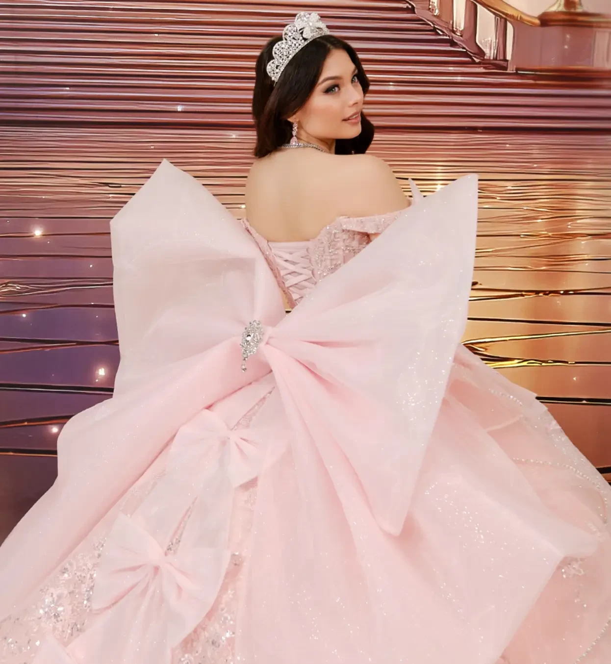 Model wearing a Quinceanera dress