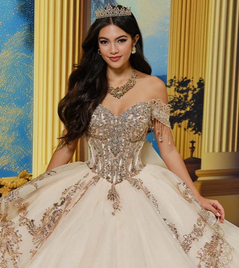 Model wearing a quinceanera dress by Princesa by Ariana Vara, desktop