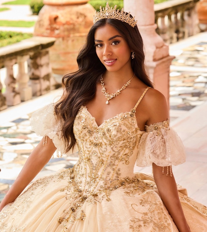 Model wearing a quinceanera dress by Princesa by Ariana Vara, desktop