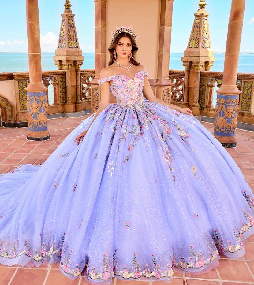 Model wearing a quinceanera dress by Princesa by Ariana Vara, desktop