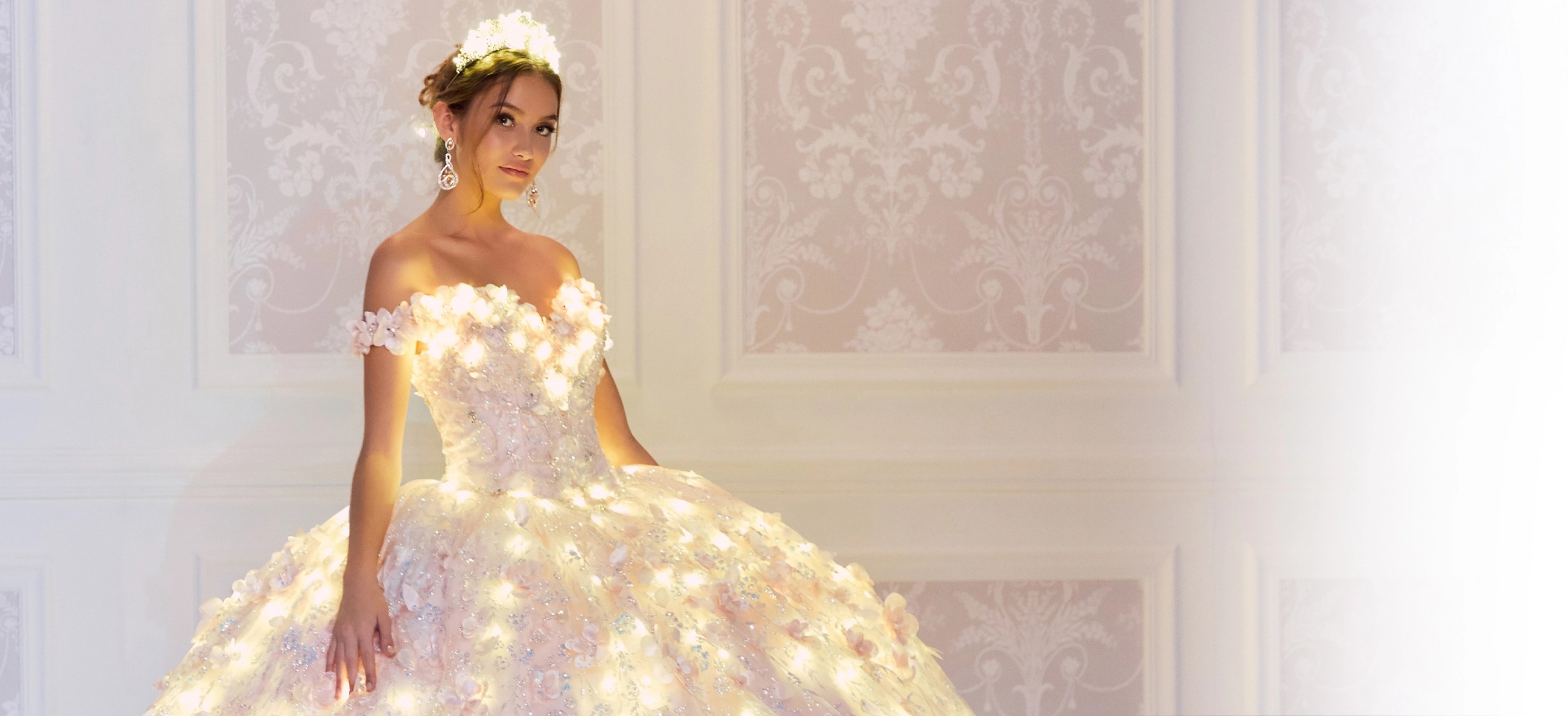 Model wearing a Quinceanera dress