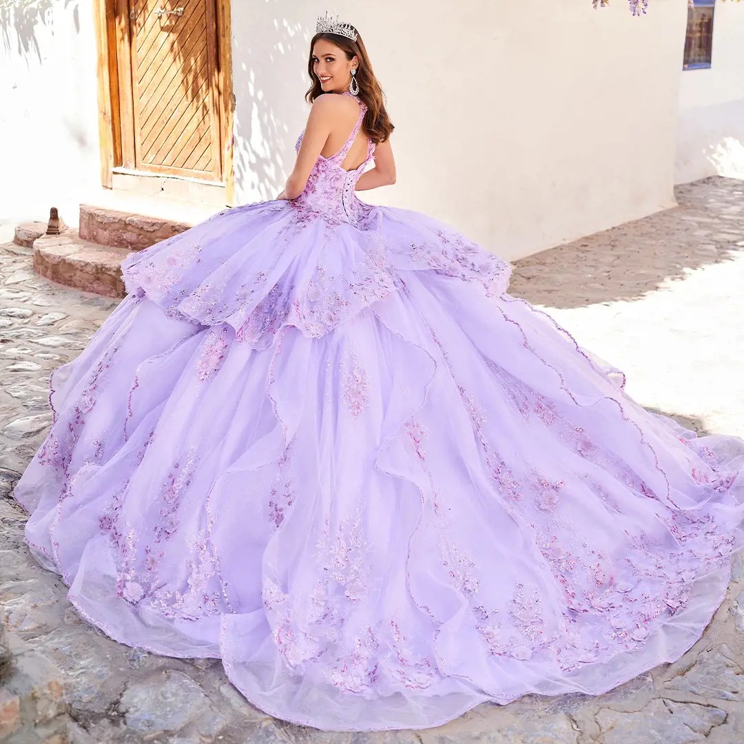 Model in lilac Princesa by Ariana Vara quinceañera dress