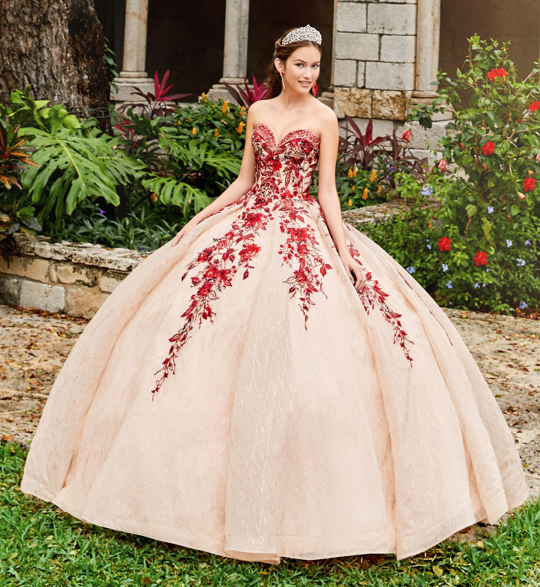 burgundy and gold 15 dress