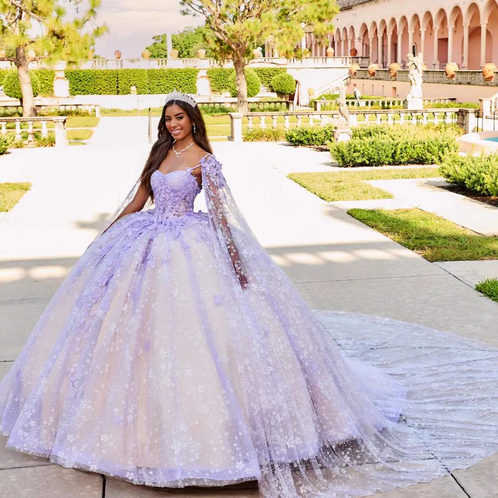 Light Purple Ball Gown Wedding Dresses Long Sleeves – Lisposa