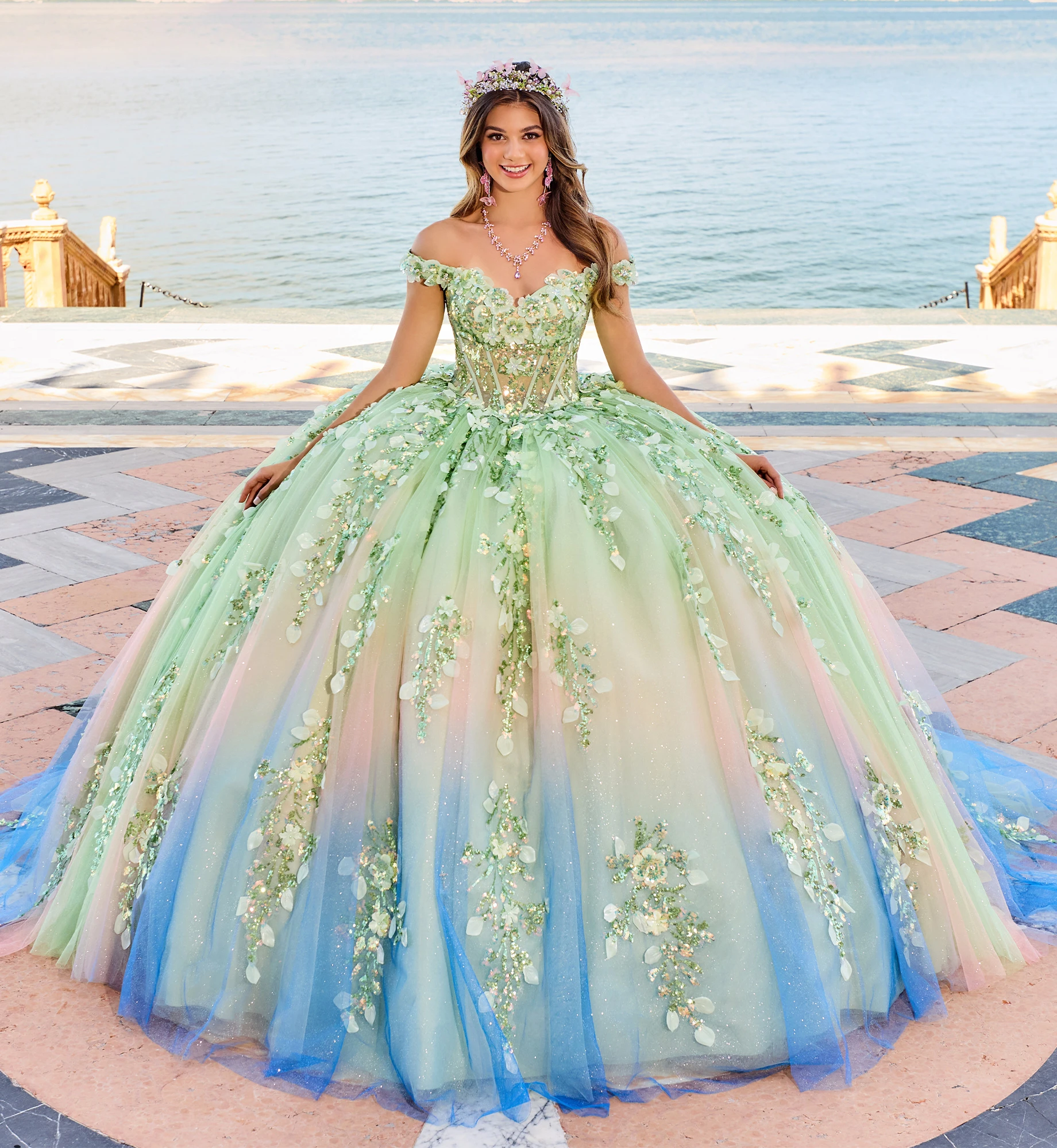open lace back dress Princesa by Ariana Vara Dress PR30162 main image 0