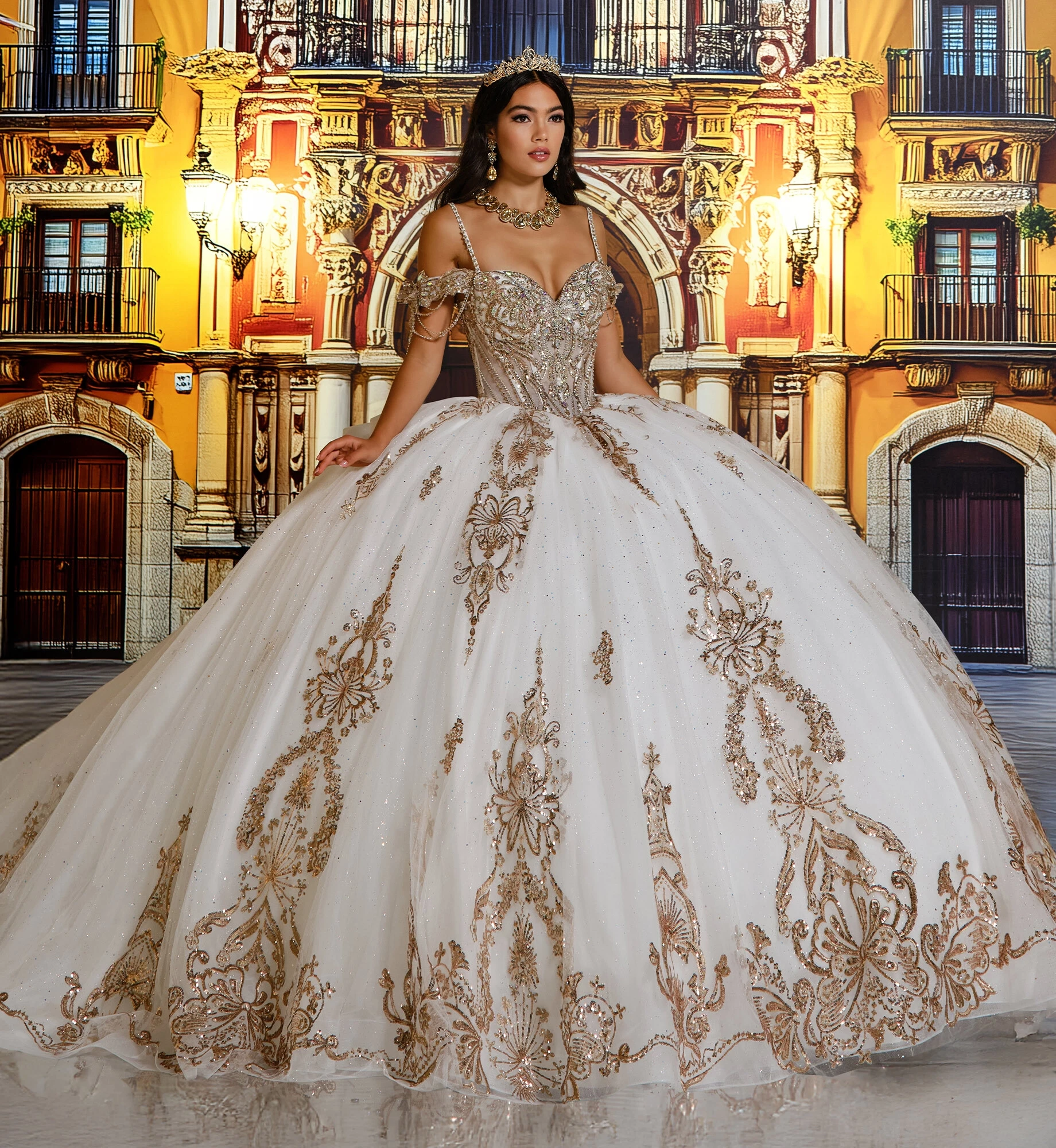 white christmas dresses Vizcaya by Morilee Floral Embroidered Quince Dress 89405 main image 1